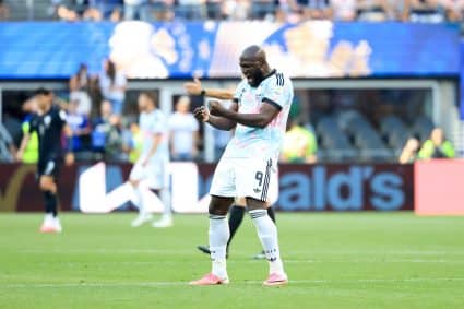 WK VS vs België Romelu Lukaku viert doelpunt Getty