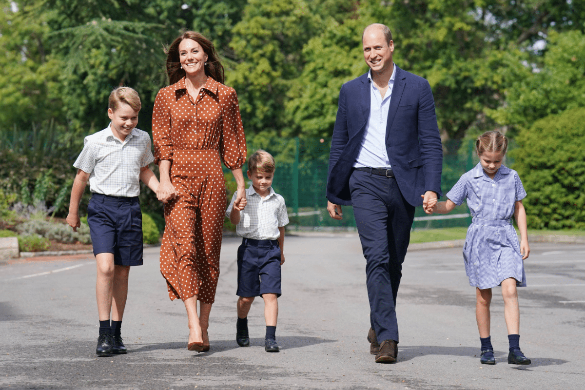 Prins William, prinses Catherine, prins George, prinses Charlotte en prins Louis Getty Images