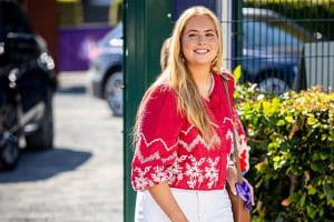 Prinses Amalia tijdens de FEI wereldkampioenschappen in Aken - Getty Images